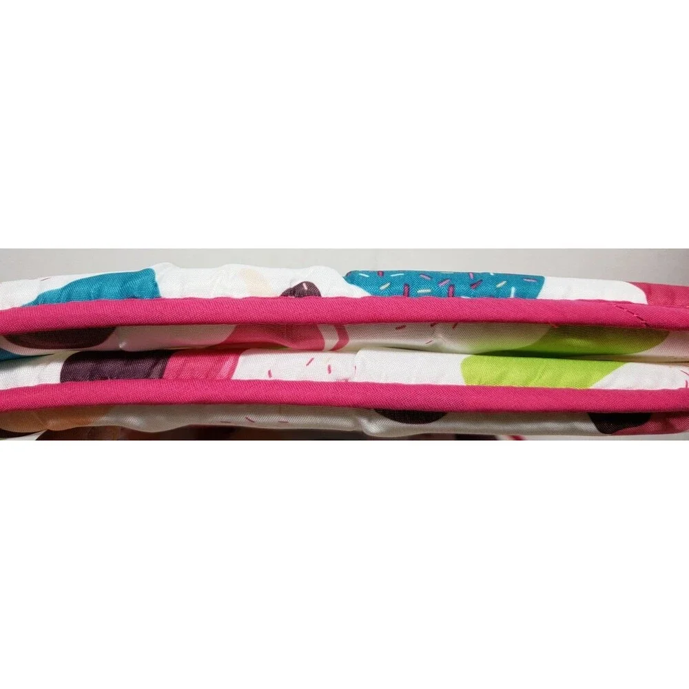 Set of 2 SAME CHAIR PADS CUSHIONS w/pink ties,15